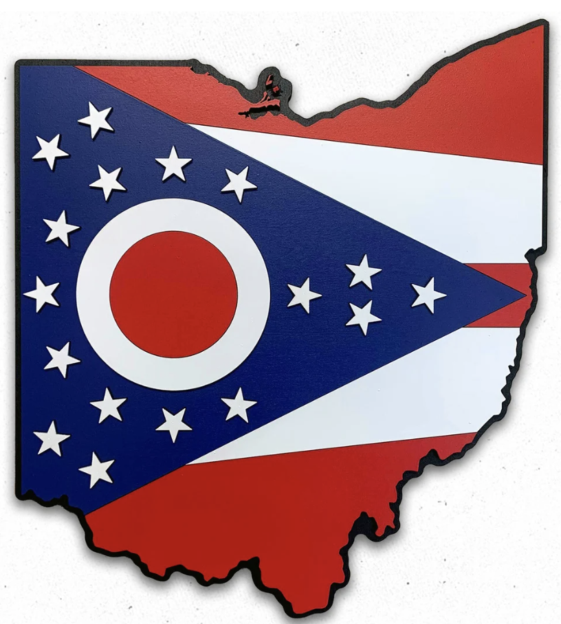 Shape and Symbol of Ohio and its flag merged together.